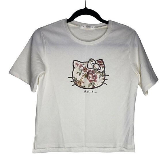 Miaoer Top Size Small NO TAG Women's Hello Kitty Art Is... Printed Shirt Floral - Picture 1 of 4